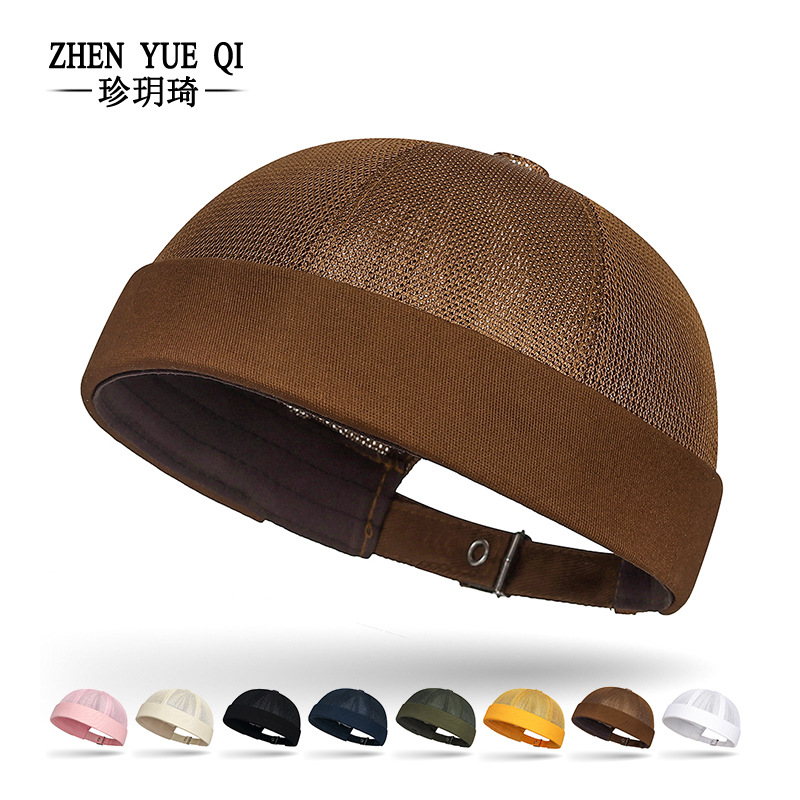 Chapeau d'été sans bord style melon, ajustable, pour hommes et femmes, style hip-hop, chapeau de propriétaire simple et respirant en maille, chapeau Tang