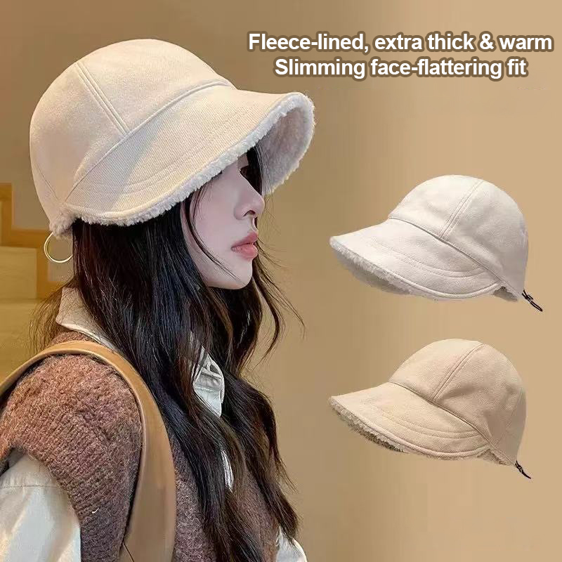 Casquette d'hiver pour femmes, chaude, coupe-vent, doublée de sherpa, pour usage quotidien, à bord souple, réglable, avec cordon de serrage, idéale pour les voyages et les activités de plein air.