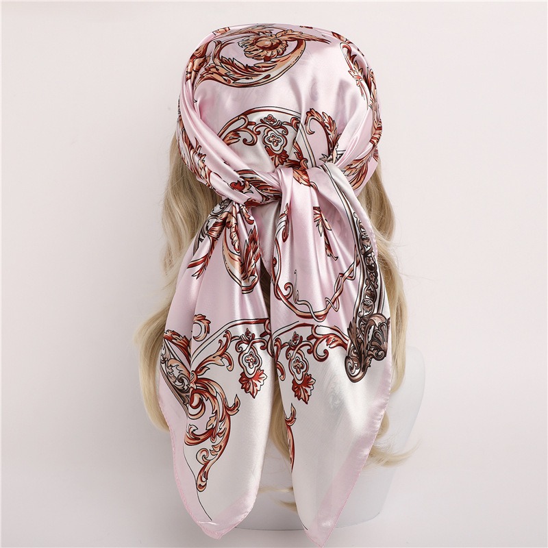Foulard en satin pour femmes, 90x90cm, pour la tête, accessoire de luxe, pour la présidence, SJ02