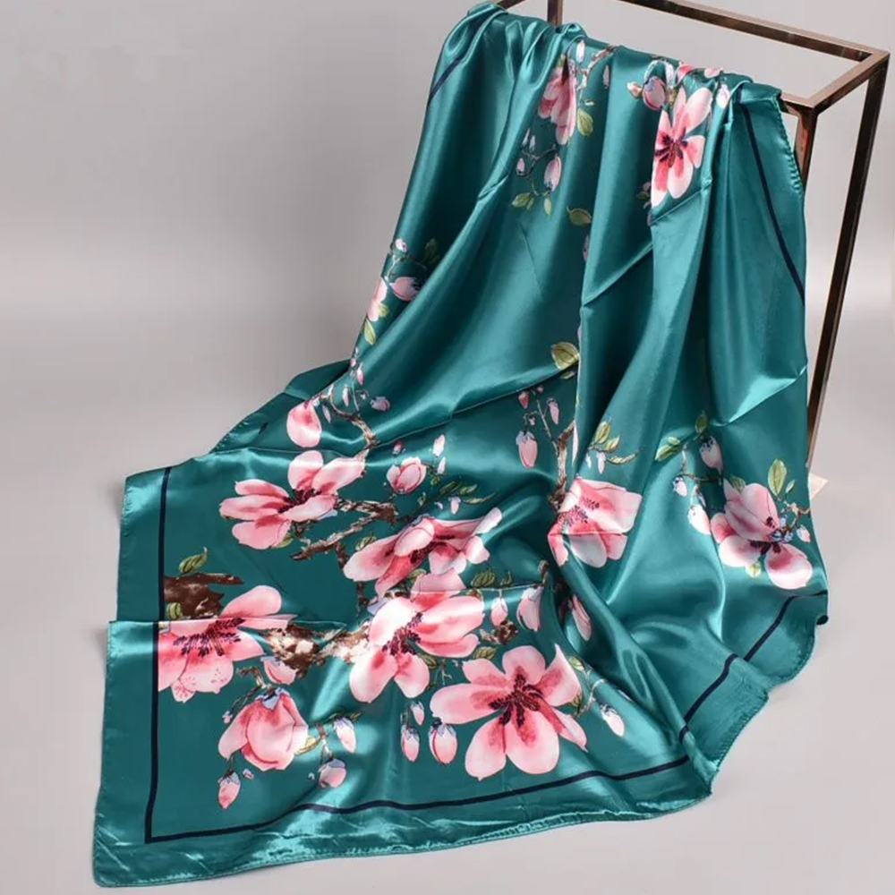 Nouveau foulard carré en soie tendance pour femme, bandeau doux, écharpe vintage, hijab imprimé floral, pashmina, bandana