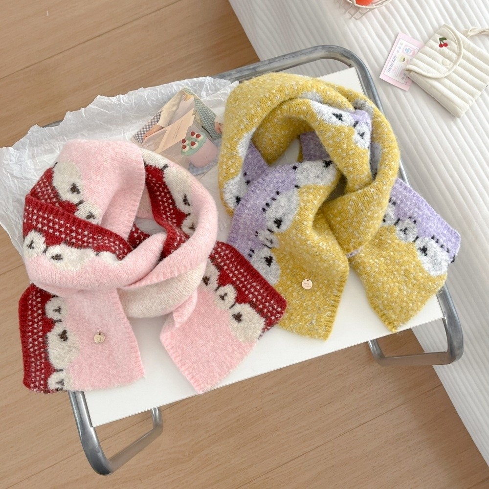 Écharpe tricotée à imprimé mouton mignon et tendance, coupe-vent, anti-froid, châle chaud, cache-cou doux pour femme