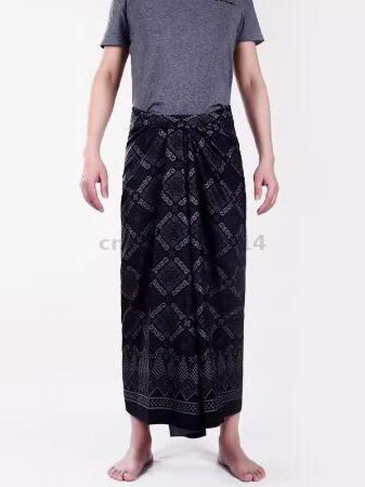 Sarong unisexe Longyi Lungi Batik, jupe portefeuille à imprimé floral d'Asie du Sud-Est, pour l'été, la plage, les vacances décontractées, bleu sarcelle avec bordure dorée, style thaïlandais.