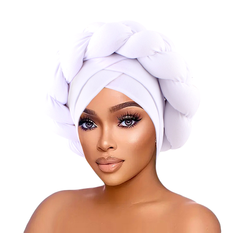 Nouveau africain torsadé grande tresse frite Turban chapeau musulman Hijab chapeau élastique bandeau foulard bonnet chapeaux Turbante casquette
