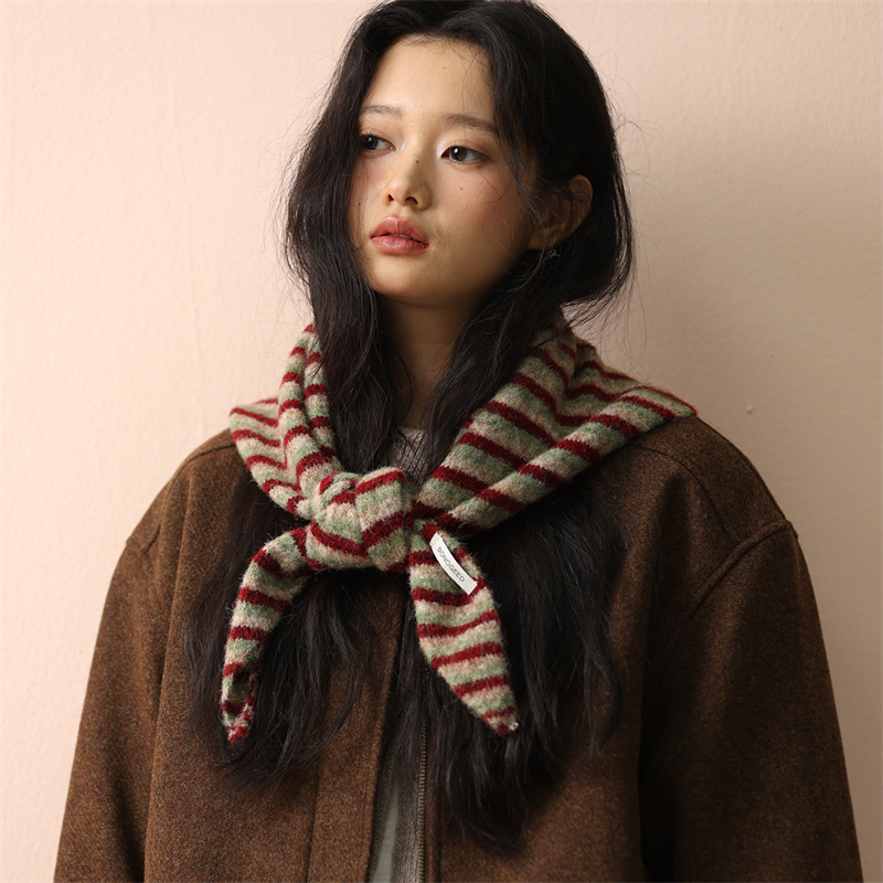 Femmes laine écharpe châle hiver multi-fonctionnel chaud doux tricoté rayé Triangle marque de mode Bandana dame foulards foulard