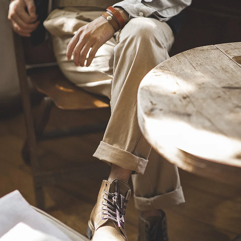 Maden Vintage kaki Gurkha pantalon réglable taille haute décontractée Cargo pantalon de travail classique pantalon droit hommes printemps et automne