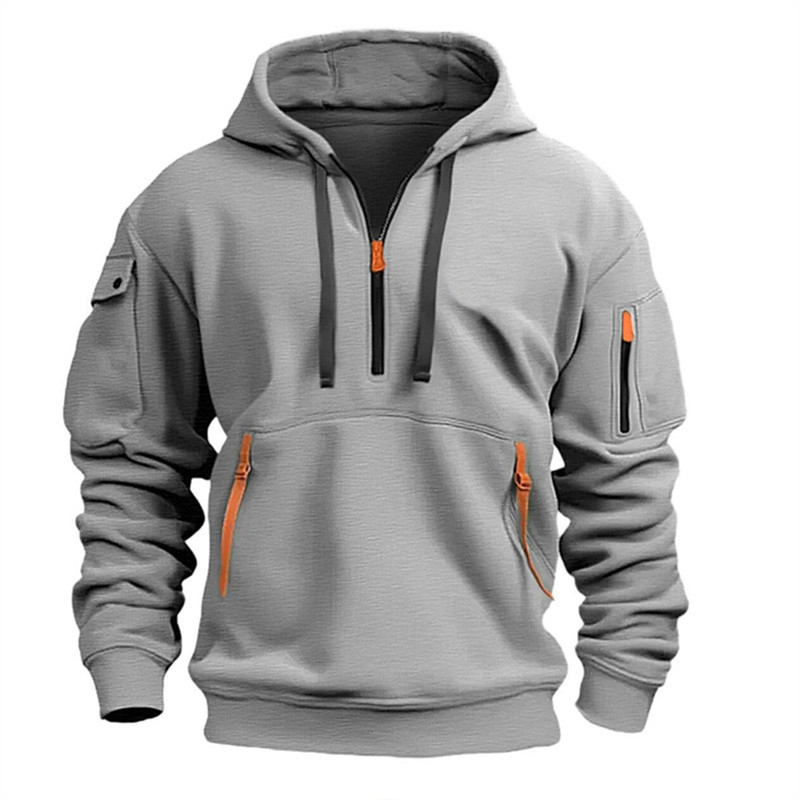 Sweat à capuche zippé multi-poches décontracté pour homme/femme, grande taille, coupe ample, pull tendance à manches longues