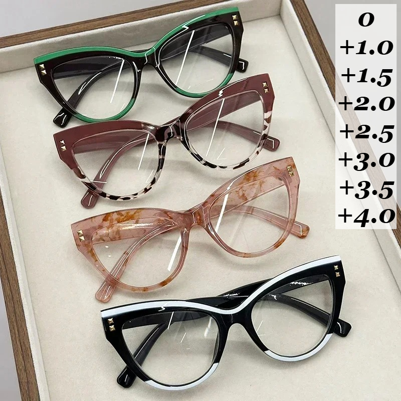 Lunettes de lecture œil de chat multicolores rétro pour hommes et femmes, verres de presbytie bloquant la lumière bleue, lunettes de mode personnalisées