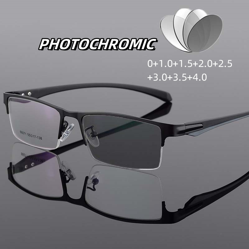 Lunettes de lecture photochromiques à couleur changeante pour hommes, lunettes de vue lointaine, haute définition, presbytie intelligente