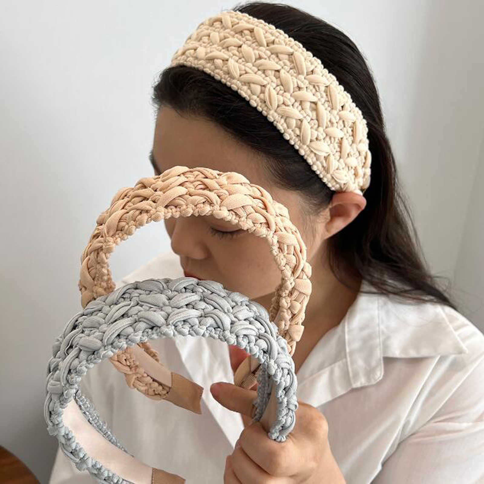 Turban Tressé sur le Côté Large pour Femme, Bandeau de Cheveux Fait à la Main, Accessoires de Cheveux, Document Solide, Vêtements de Sauna, Nouvelle Mode