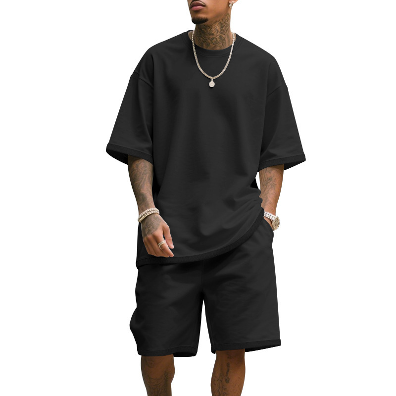 Ensemble décontracté deux pièces pour homme : T-shirt à manches courtes et short d'été, coupe ample et confortable, survêtement pour homme