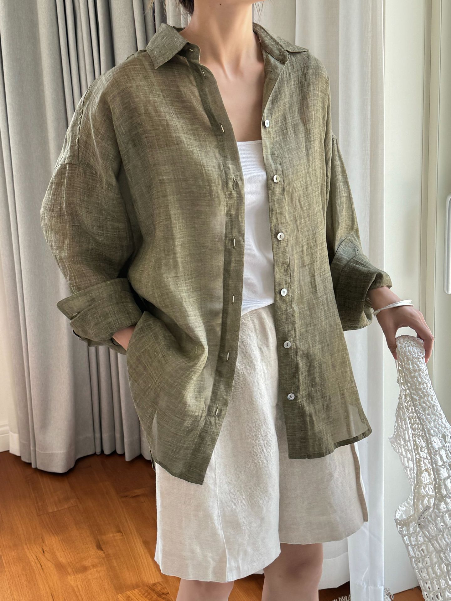 Chemise Ample à Manches sulfpour Femme, Décontractée, Couleur Unie, Revers, Printemps et Été