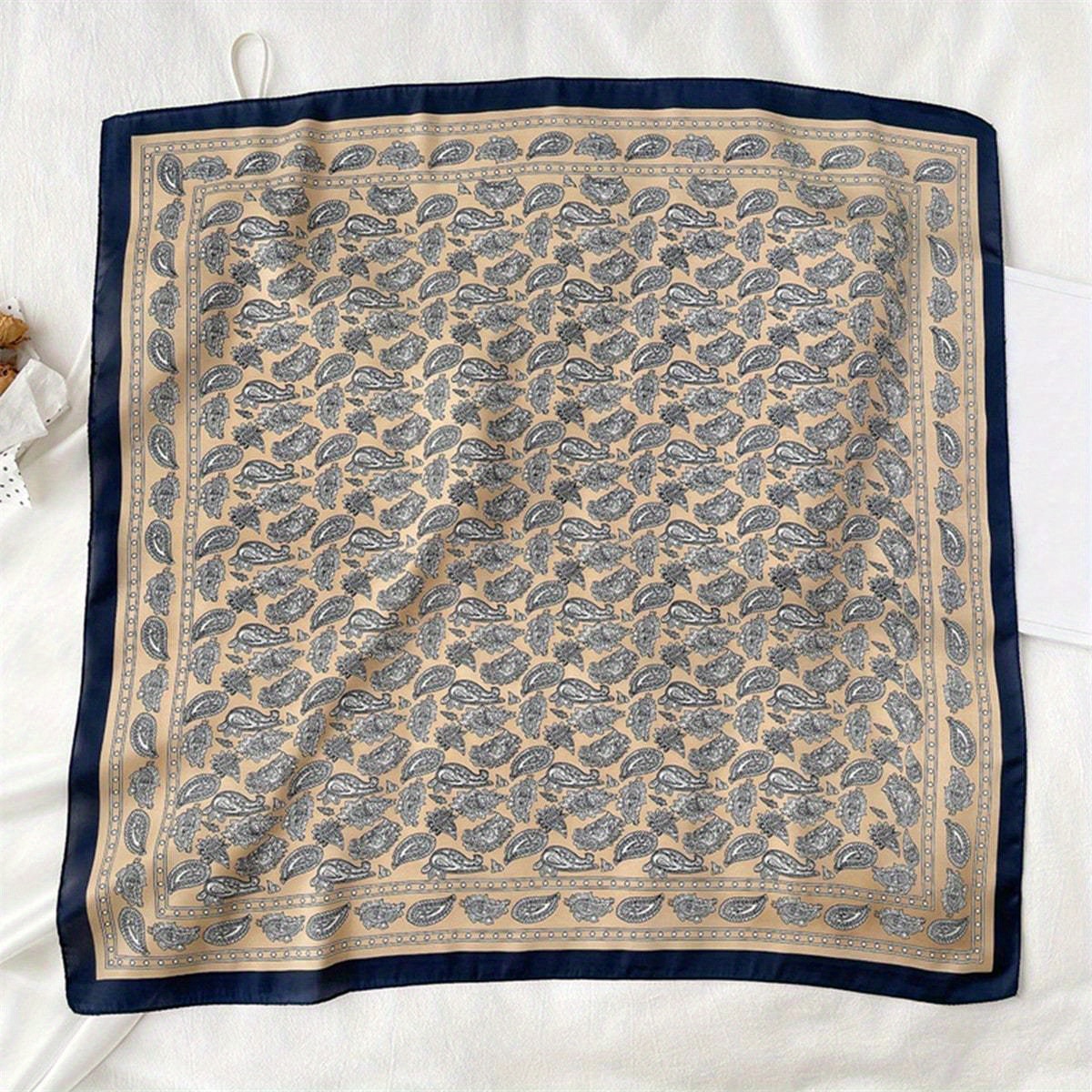 1 foulard à larges bords en imitation soie imprimé paisley pour hommes, foulard pour hommes, adapté aux occasions décontractées, aux activités de plein air,