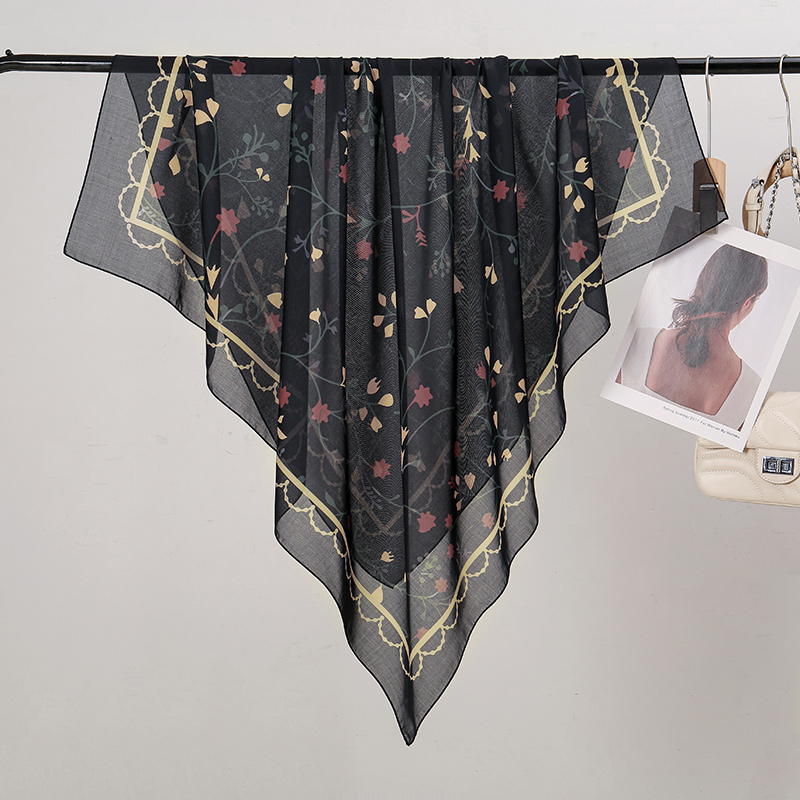 Foulard Carré en Coton Imprimé pour Femme Musulmane Hijab Tudung Bawal, Écharpe de Sauna, de Malaisie, 110x110cm