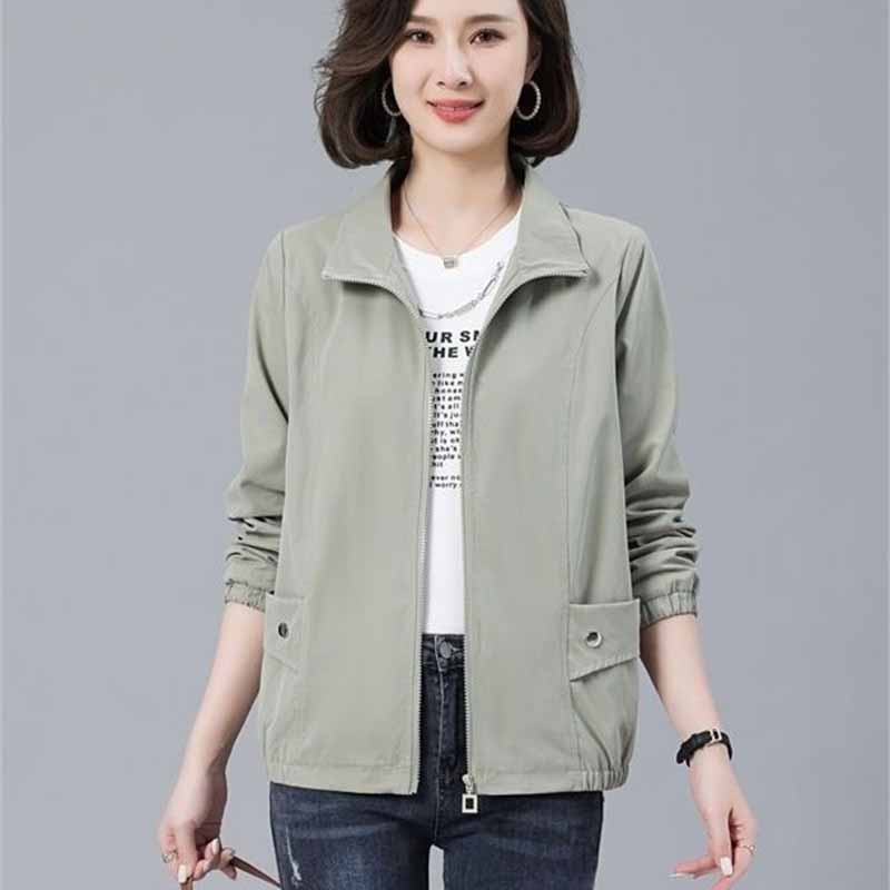 Femmes coréennes col montant fermeture éclair couche de finition printemps automne dames mode manches longues veste femme nouveau ample couleur unie vêtements d'extérieur