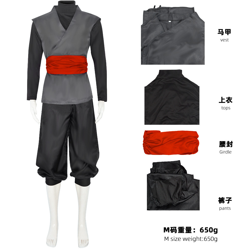 Costume de Cosplay noir pour hommes, Costume de Kung Fu Anime, uniforme d'halloween, ensemble complet