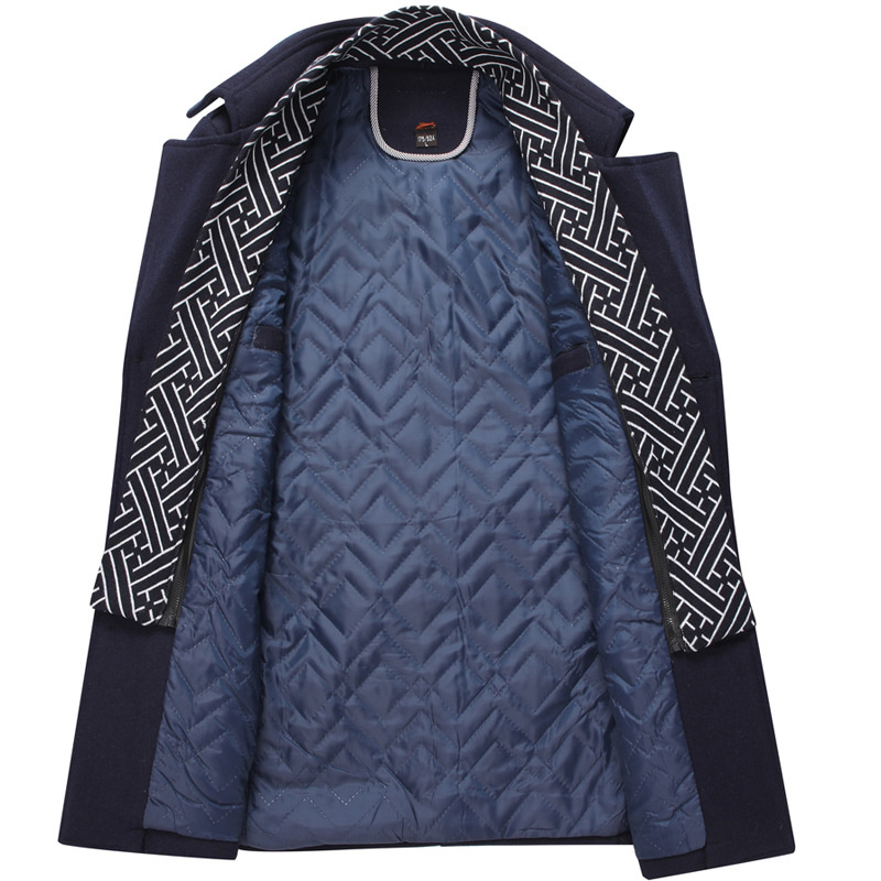 Manteaux en laine pour hommes d'hiver mode épaissir mi-long Trench solide col rabattu vêtements d'extérieur chauds affaires décontracté manteau en laine hommes