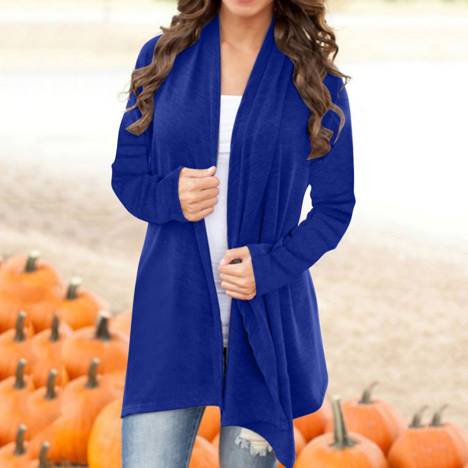 Cardigan léger à manches longues pour femmes, kimono ouvert sur le devant, vêtements pour femmes, grande taille, automne