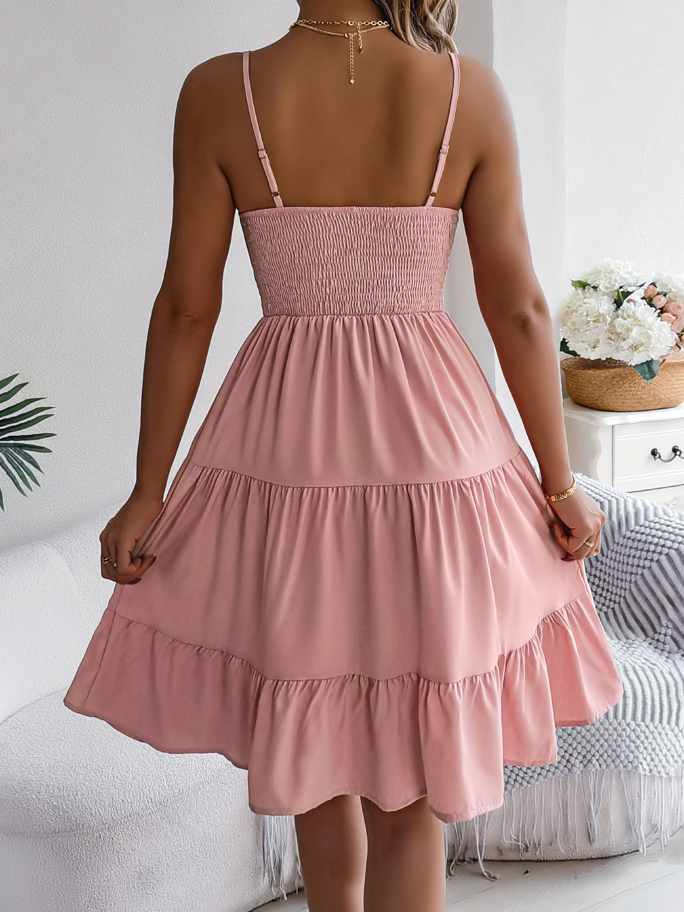 Robe Camisole à volants pour femmes, tenue décontractée, couleur unie, pour la saint-valentin, vêtements pour femmes, rose, bleu, printemps été, 2026