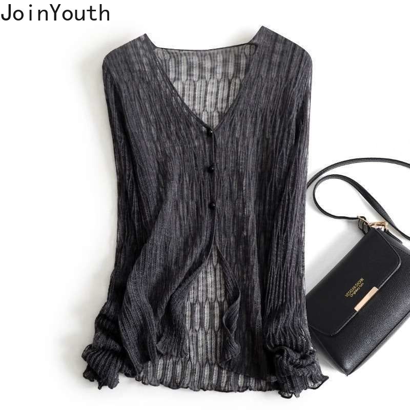 Cardigan en tricot pour femme, coupe ajustée, à volants, ajouré, style décontracté chic, pull fin