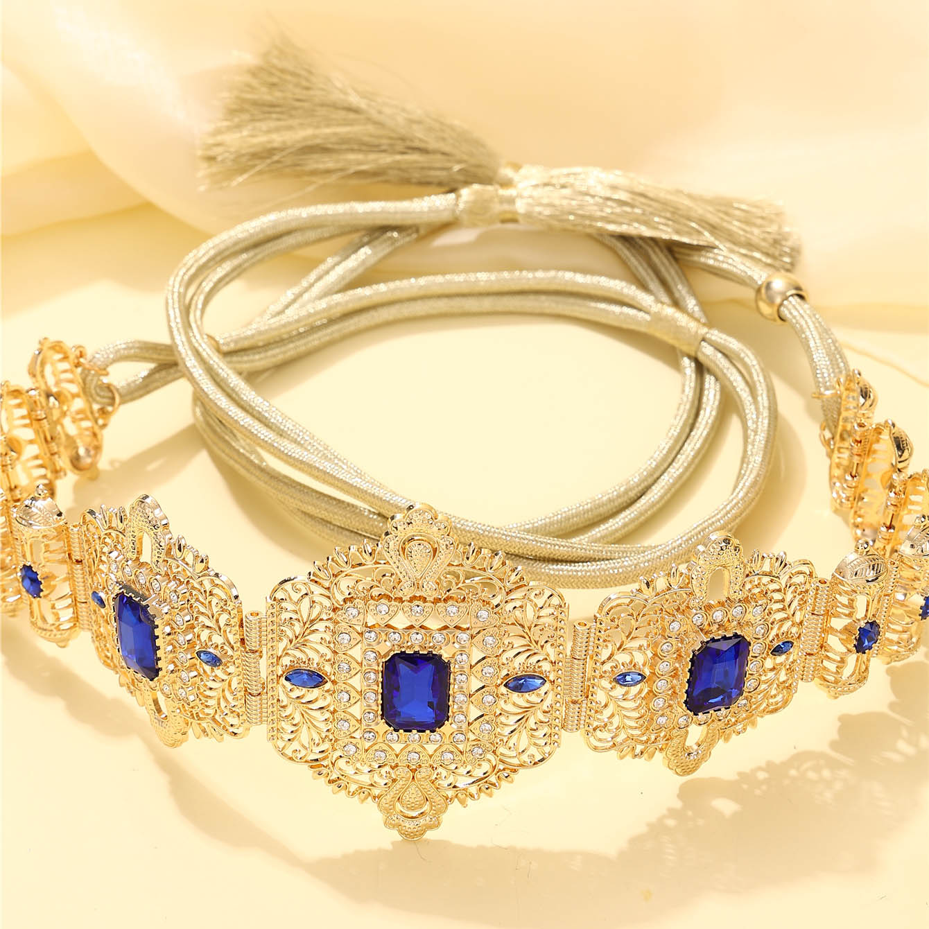 Ceinture de robe pour femmes d'arabie saoudite incrustée de strass taille réglable style royal vintage ceinture de mariage pour dames gif