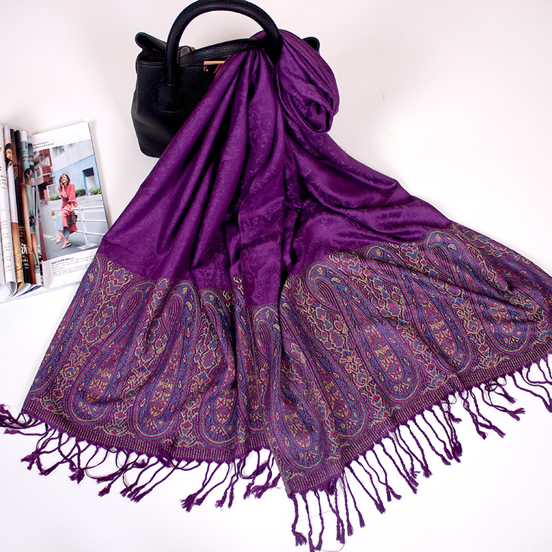 Luxueux cajou Jacquard grand Paisley Pashmina Boho châles pour femmes musulman bandeau dames hiver ethnique frangé foulards de voyage