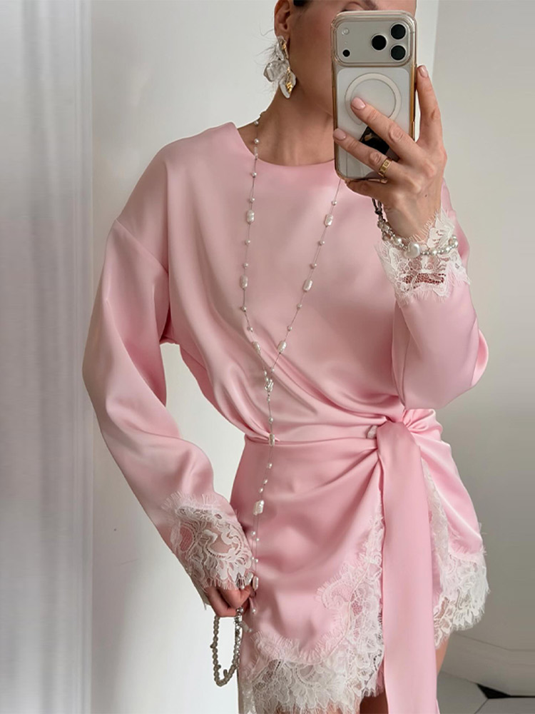 Nouvelle Collection Printemps 2026 : Chemisier Décontracté Ample à Manches Longues et Col Revers avec Lacets pour Femme – Style Urbain Chic