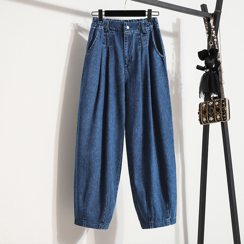 Jean surdimensionné pour femmes, taille élastique, jambes larges, sarouel en Denim, grande taille, Baggy, printemps