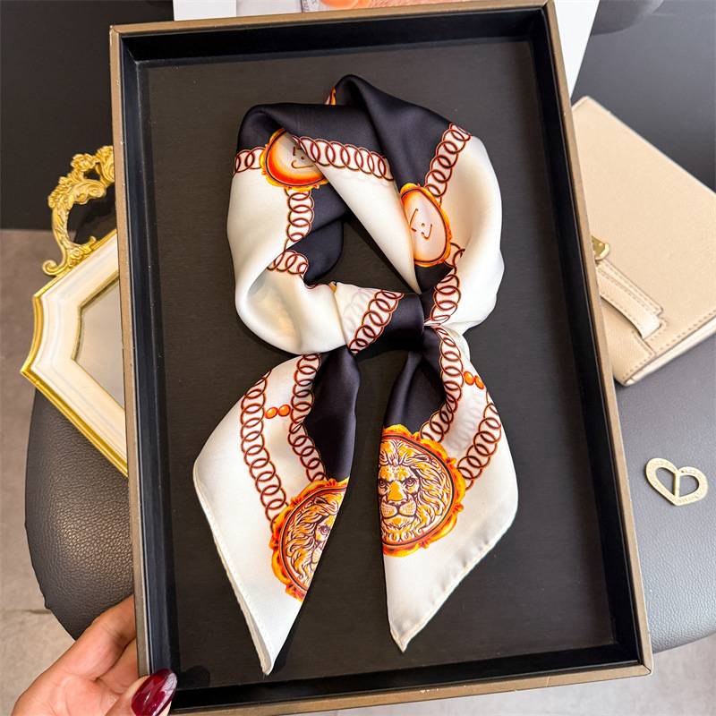 Foulard carré de luxe pour femme, élégant, imprimé, hijab, châle, couleur unie, en soie douce et satinée, 70x70cm