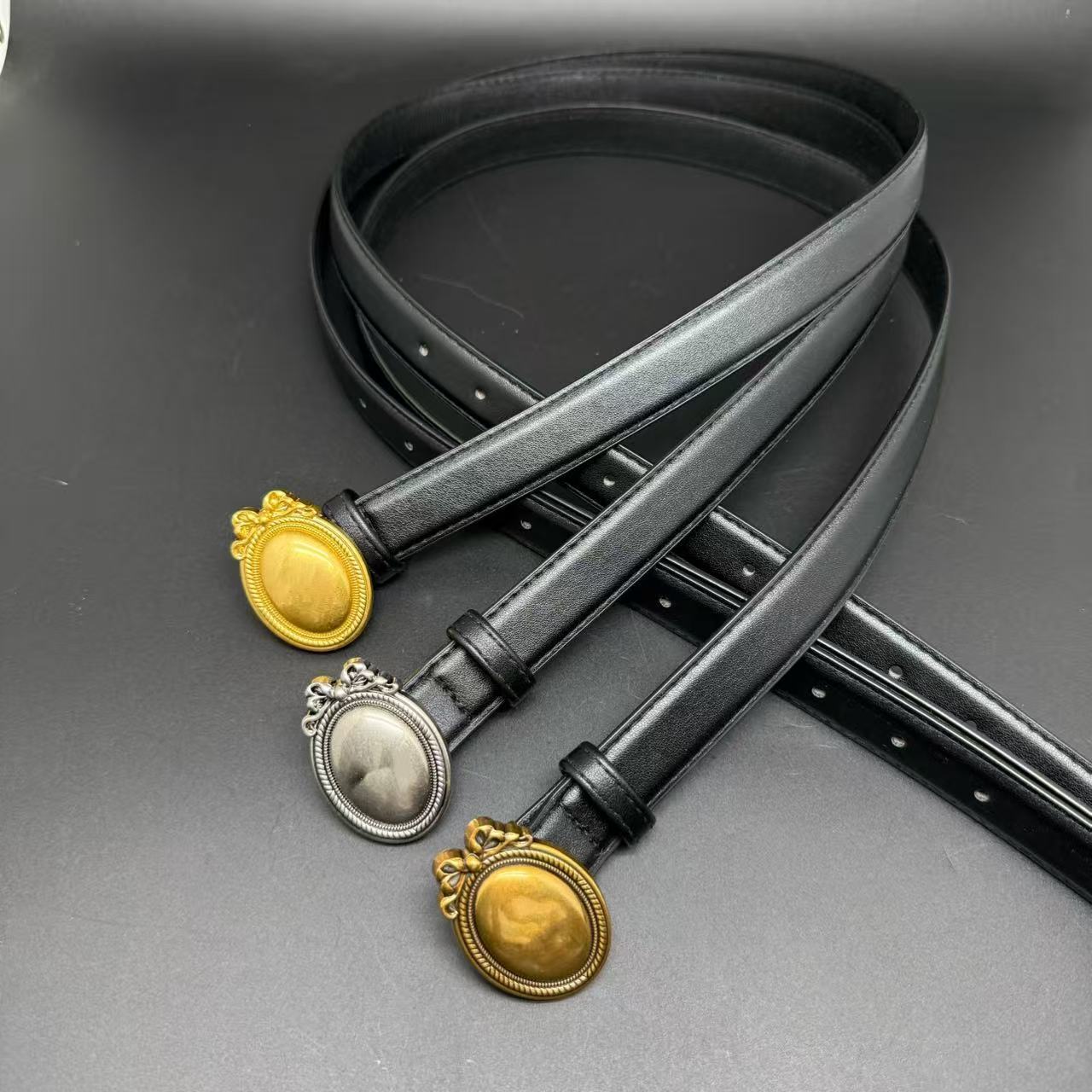 Ceinture tendance pour femme ; ceinture en cuir de vachette pour femme ; décoration polyvalente au toucher haut de gamme ; style coréen tendance