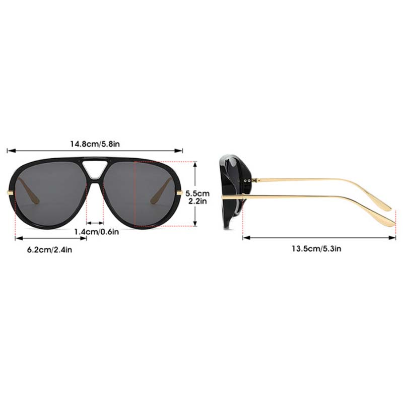 Lunettes de soleil oversize style pilote 2026 – Nouveauté vintage à double pont pour femme – Design de marque de luxe tendance – Idéales pour l'extérieur