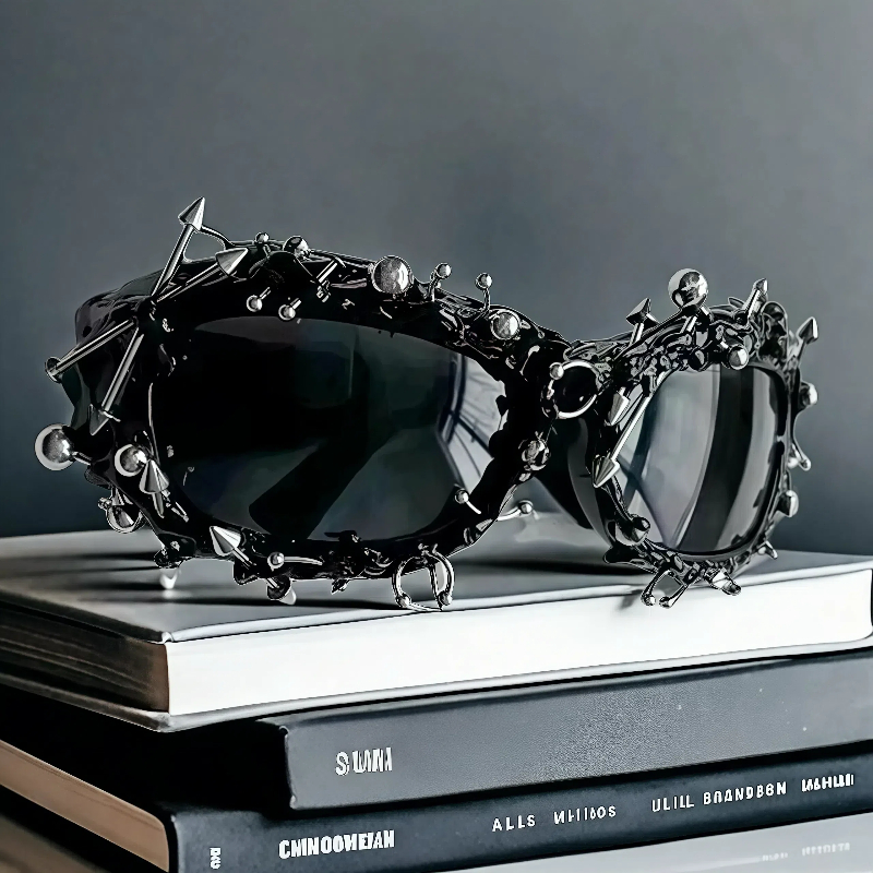 Nouvelles lunettes de soleil personnalisées pour femmes et hommes Punk Rivet cadre lunettes Cool Hiphop danse fête unisexe mode nuances UV400
