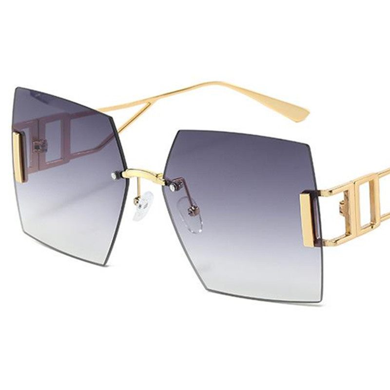 Lunettes de soleil rétro Anti-UV pour femmes, verres carrés, verres de couleur dégradée, personnalité Google, sans bords