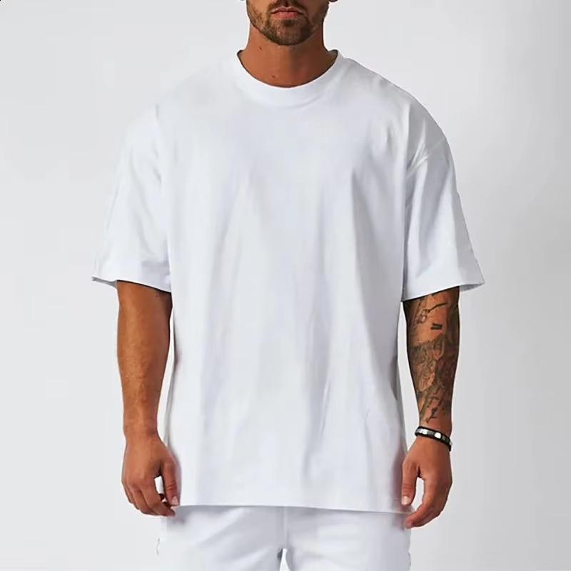 T-shirt pour homme de haute qualité, t-shirt en coton pour homme et femme, couleur unie, vêtements décontractés basiques, grande taille, manches courtes, noir, blanc