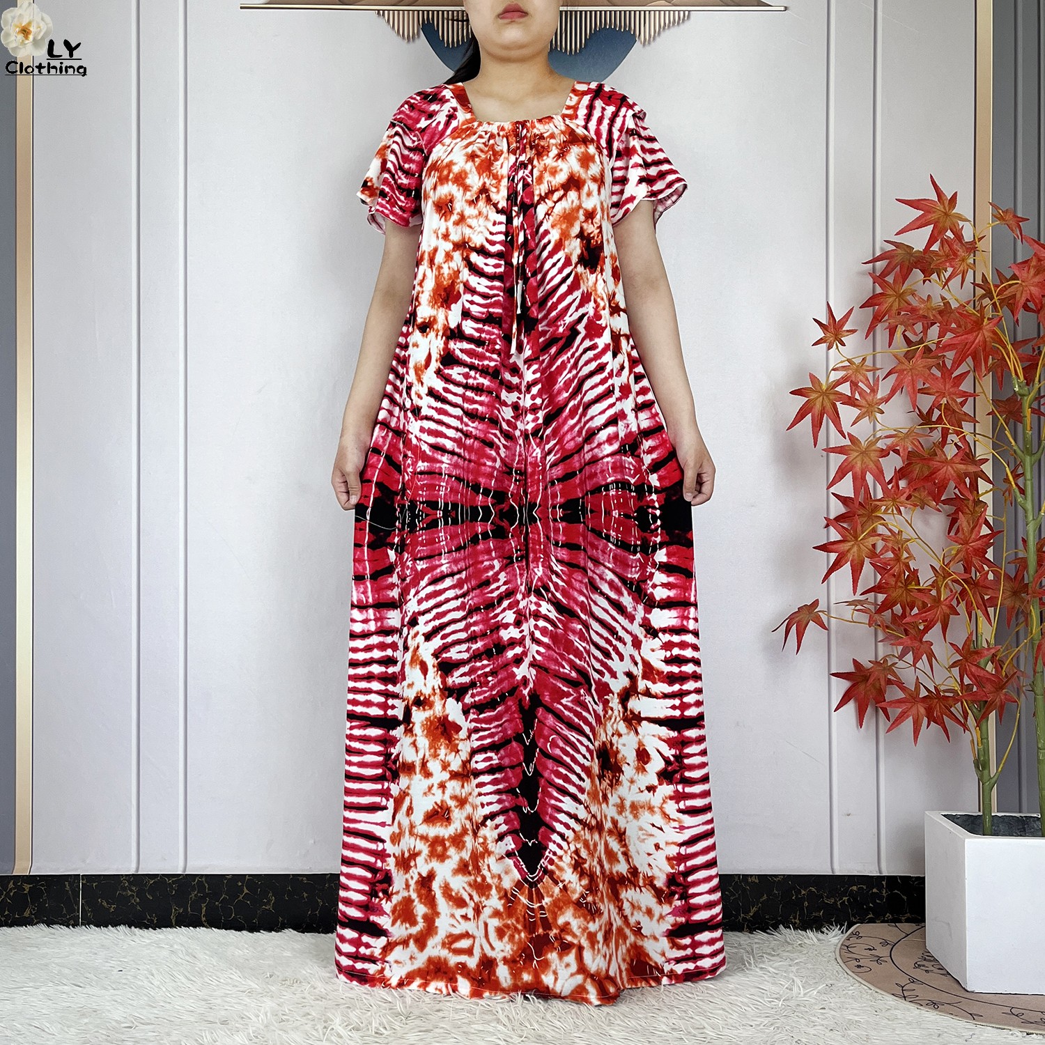 Abayas africaines pour femmes, robes à manches courtes, en coton imprimé Tie-dye, mode dubaï, Robe ample d'été, Robe musulmane, nouvelle collection 2025