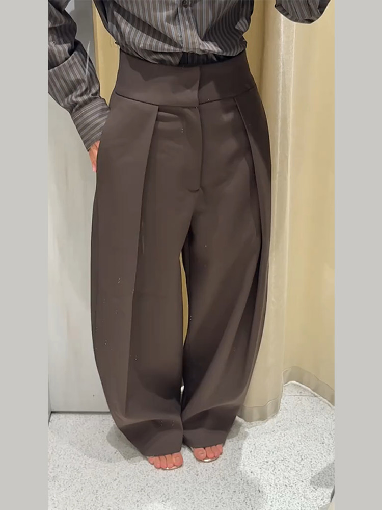 Ensemble chemise et pantalon droit décontracté pour femmes, rétro Chic, chemise cintrée à la taille, pantalon ample, tenues de rue classiques d'automne