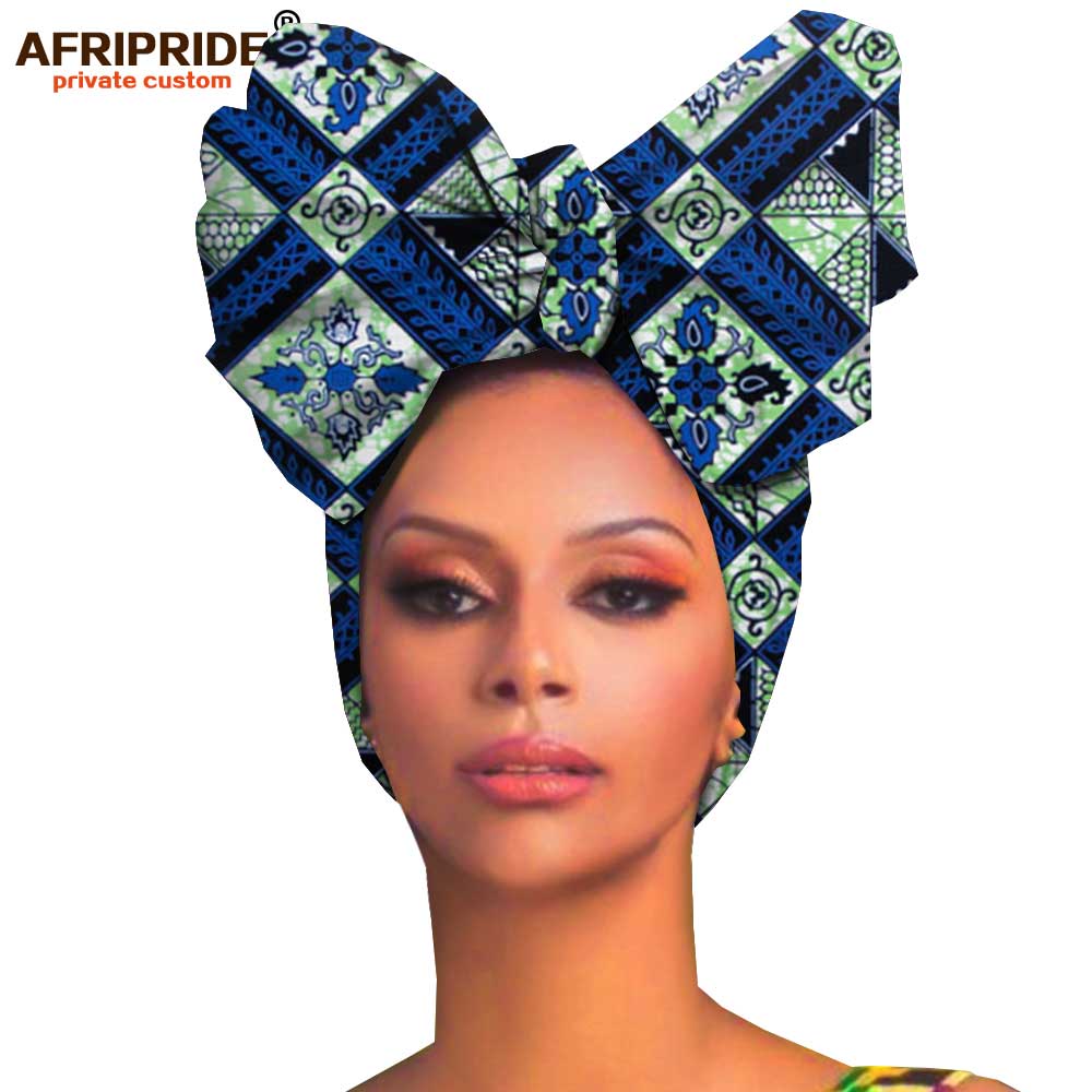 Foulards africains pour femmes, accessoires pour cheveux, matériau africain en tissu wax, turban traditionnel, foulard, 100% coton AFRIPRIDE A19H006