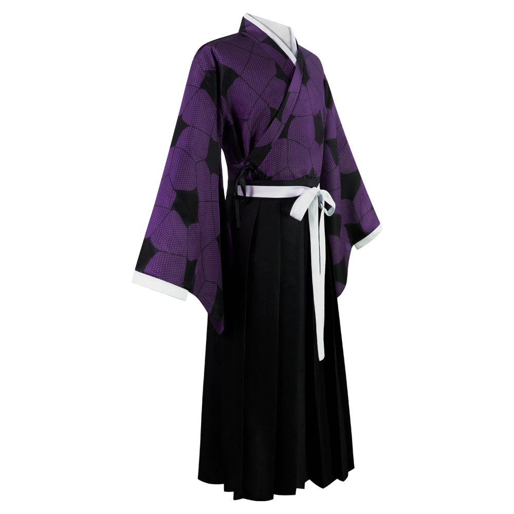Tenue de cosplay Kokushibo Anime, Kimono violet imprimé, Haori noir, Hakama, Costume traditionnel pour événement cosplay