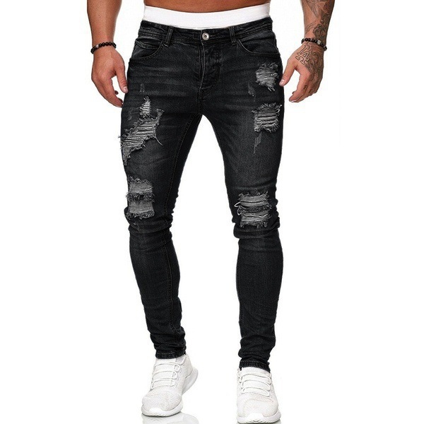 Nouveau Jean Homme Printemps-Été 2026 – Coupe Slim Déchirée Polyvalente Tendance