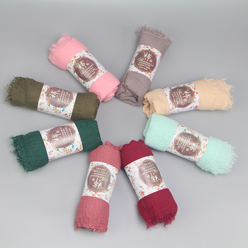 Écharpe en coton et lin de couleur unie pour femmes, châle, hijab, foulard musulman, écharpes, couvre-chefs, foulard féminin, pashmina