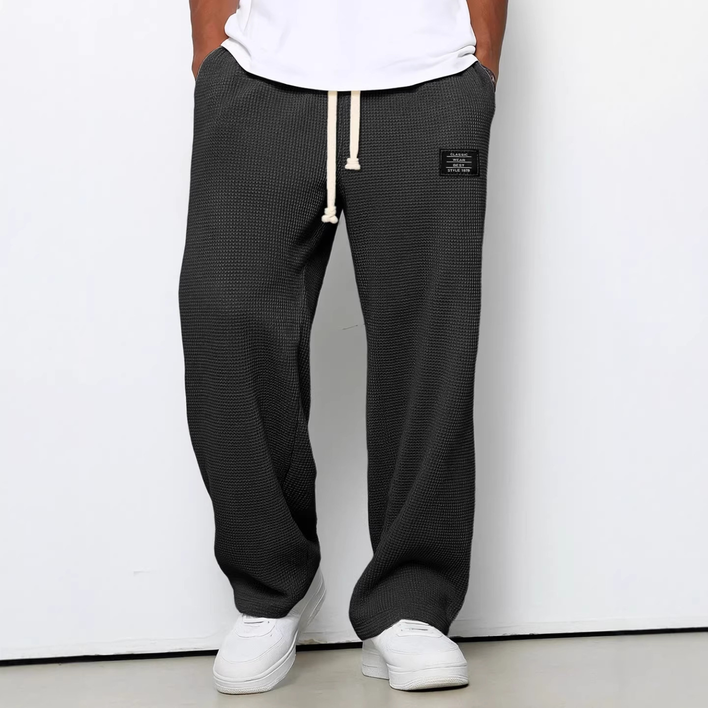 Pantalon Homme 2026 Décontracté Printemps/Automne Coupe Droite Pantalon de survêtement Jambe Large Taille Élastique Vêtement de Sport Homme