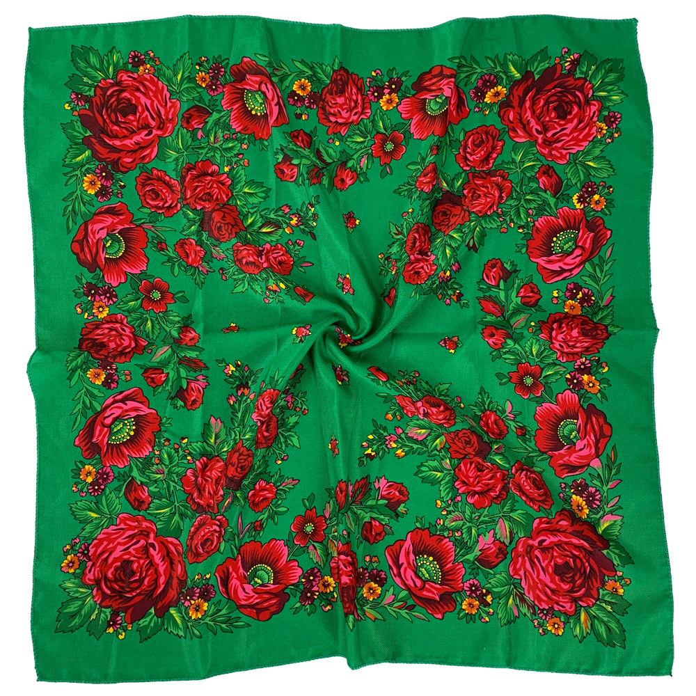 Écharpe carrée à fleurs russes pour femme, bandana imprimé fleuri de luxe, bandeau de sauna, écharpes, petit mouchoir, bandeau Babushka, 70x70cm