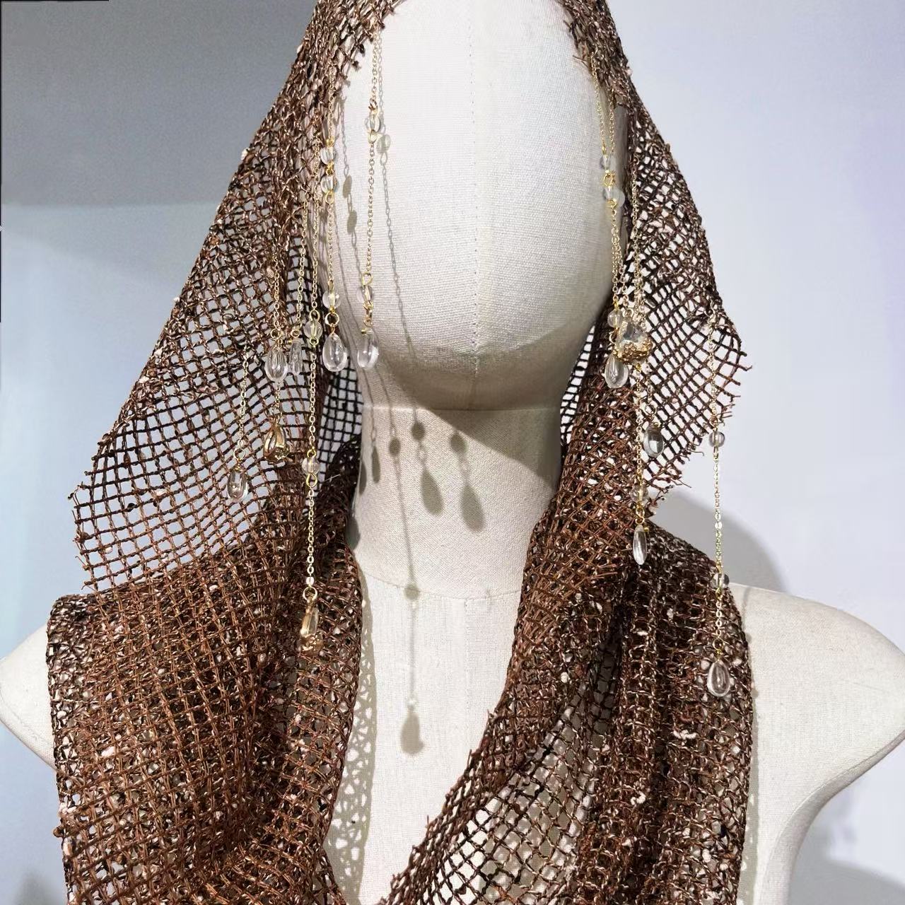 Évider maille strass gland Vintage foulard homme femme gothique rétro Punk écharpe chapeaux accessoires