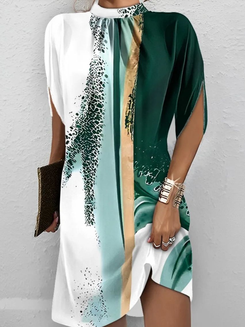 Femmes robe d'été Boho col rond manches courtes Vintage imprimé fleur Mini robe femmes élégantes robes de vacances de plage en vrac