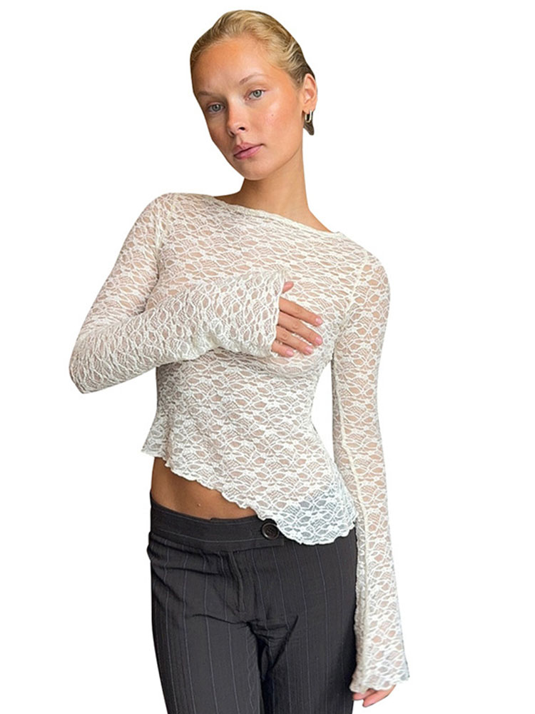 T-shirt à manches longues pour femmes, coupe basse, Sexy, couleur unie, Streetwear, élégant, décontracté, Slim Fit, polyvalent, automne