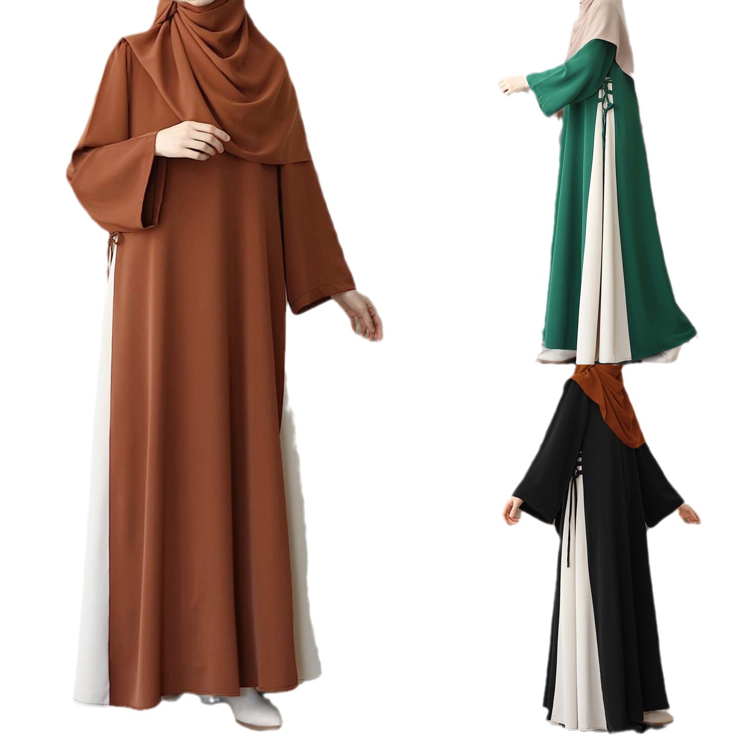 Robe Longue Modeste pour Femme Musulmane, Patchwork de Proximité, Wstring Arabe, Jalabiya Éducatif, Dubaï, Abayas Saoudiennes, Maroc, Eid Ramadan