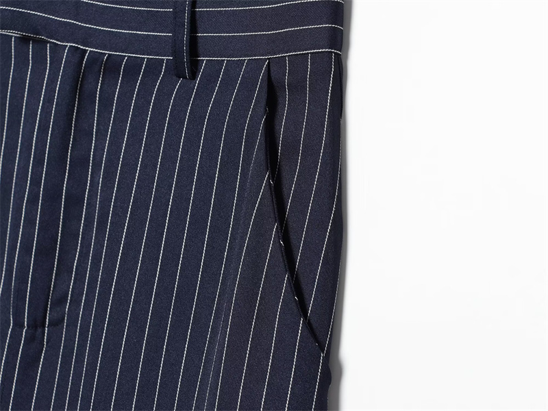 Jupe trapèze longue pour femme, nouvelle collection été 2026, bleu marine rayée, taille haute, fendue, élégante et stylée
