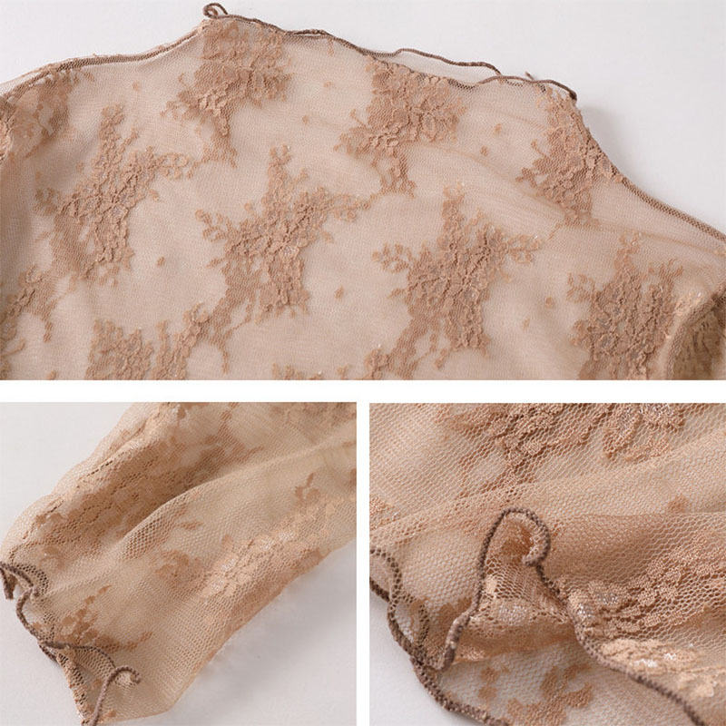 Chemises transparentes en dentelle pour femmes, élégantes, Sexy, manches longues, maille, tulles, Vintage, polyvalentes, à bascule transparente