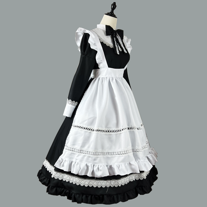 Costumes de femme de chambre classique Anime Cosplay, robe de soirée japonaise Kawaii, grande taille, tablier blanc, tenues de femme de chambre, uniforme d'écolière de carnaval