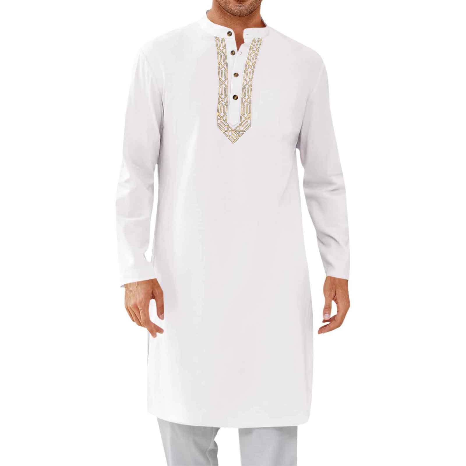 Robe musulmane brodée pour hommes, chemises longues et amples, caftan de prière du Ramadan, tenue pakistanaise, Robe traditionnelle pour hommes, nouvelle collection 2025