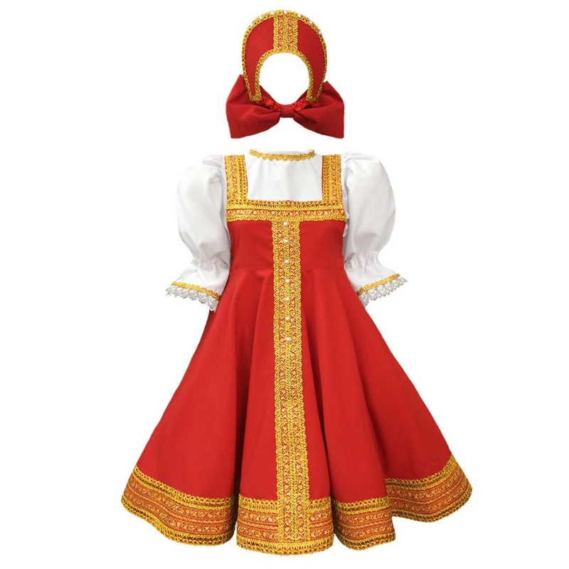 Robe russe pour filles, Costume de danse traditionnelle Sarafan, Cosplay folklorique, déguisement de spectacle